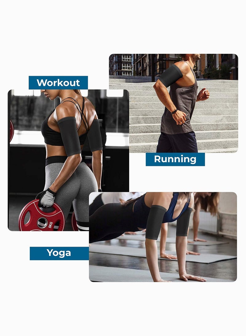 SYOSI مقوي ساونا للذراعين للنساء، أشرطة ساونا بوليمر للذراعين، أكمام ساونا لاحتباس الحرارة لفقدان دهون الذراعين، عبوة من 2 - Image 5