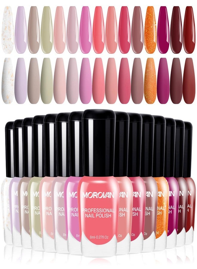 Morovan Fingernail Nail Polish Set: Hot Pink Nail Polish Kit Air Quick Dry Regular Finger Nail Polish Pack for Women Gift Holiday - Image 1