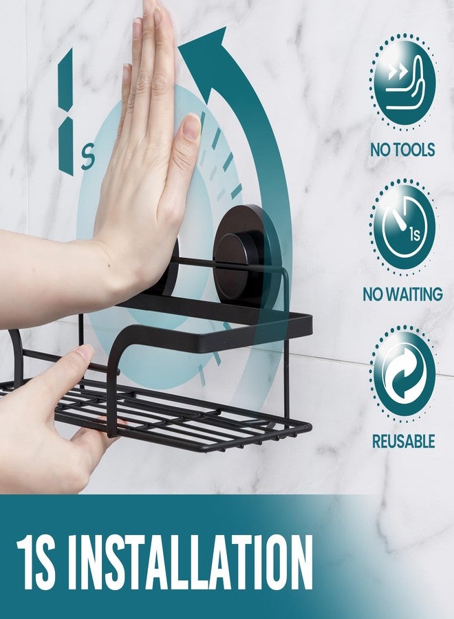TAILI Shower Caddy Suction Cup 2 Pack, Heavy Duty Bathroom Basket, Bath Shelves for Inside, Stainless Steel Shower Holder Organizer for Bathroom Storage & Home Decor, No Drilling,Black - Image 2