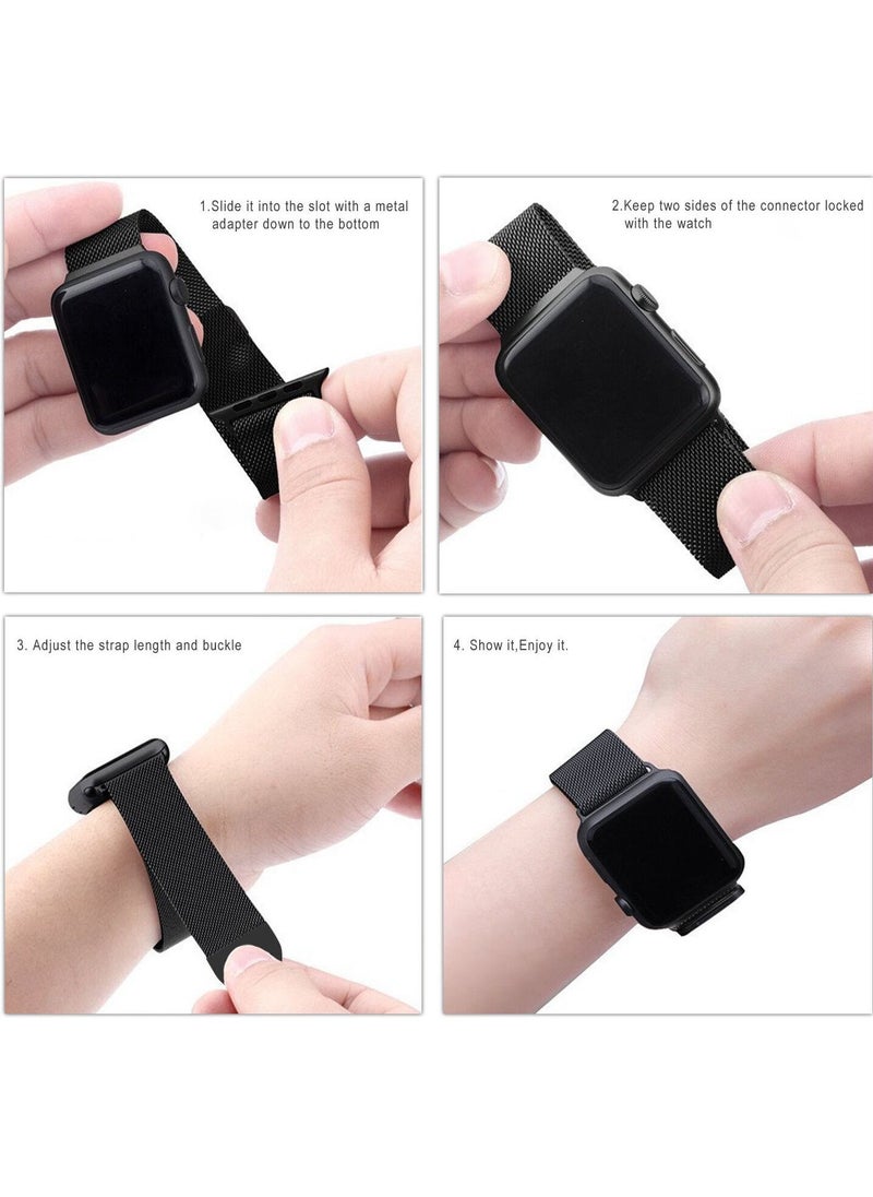 Beikel - Replacement Band for Apple Watch 42mm, 44mm, 45MM and 49MM Series 1 2 3 4 & X9 Ultra & X8+ Ultra & DT8 MAX & Microwaer Ultra with Unique Magnet Lock Milanese Loop Stainless Steel Bracelet - Image 1