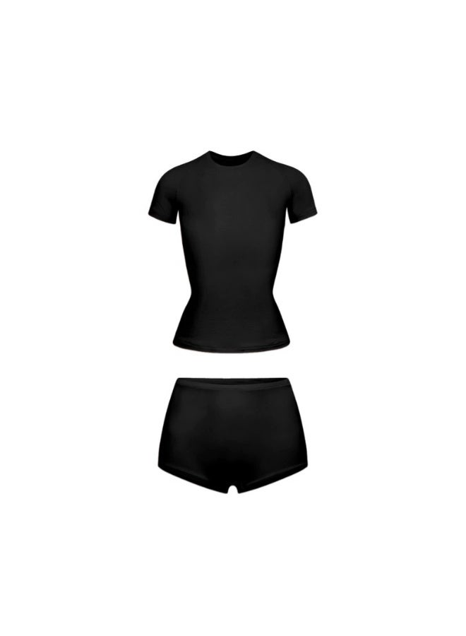 Jersey Cotton Jersey Classic Sports Set Women's Yoga T-shirt Slimming Shorts Body Shaping Split Set - Image 1