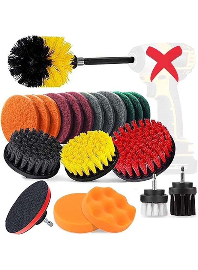 promass Drill Brush Attachments Set 22 Pack, Scrub Pads & Sponge, Power Scrubber Brush with Extend Long Attachment All Purpose Cleaning Kit for Grout Tiles Sinks Bathtub, Bathroom Kitchen & Auto - Image 1