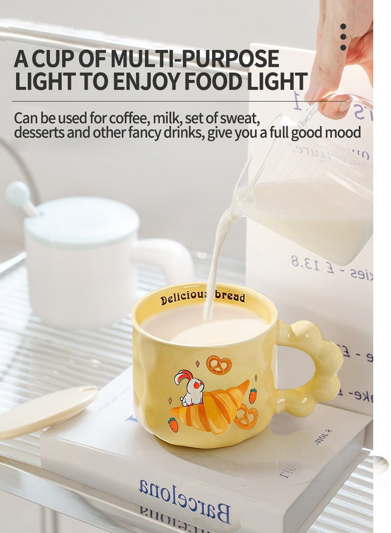 Ceramic Coffee Mug,Cute Creative Mug Design,Milk Mug with Spoon,Suitable for Office and Home