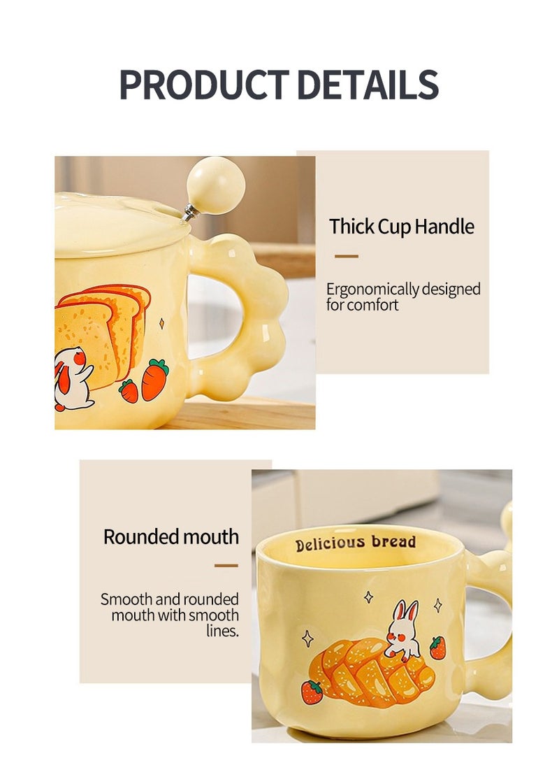 Ceramic Coffee Mug,Cute Creative Mug Design,Milk Mug with Spoon,Suitable for Office and Home