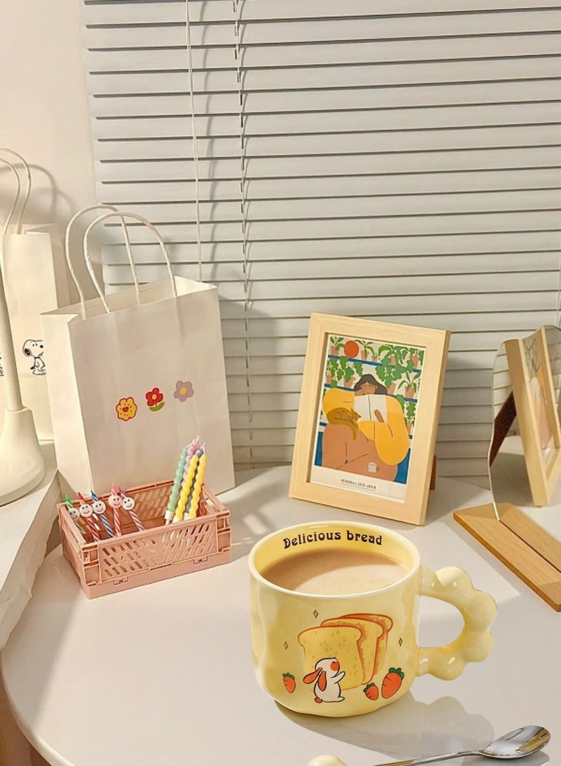 Ceramic Coffee Mug,Cute Creative Mug Design,Milk Mug with Spoon,Suitable for Office and Home