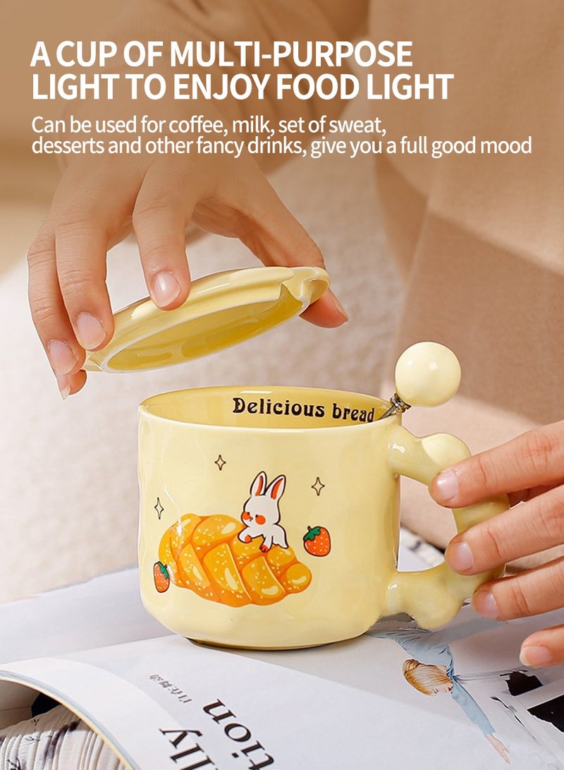 Ceramic Coffee Mug,Cute Creative Mug Design,Milk Mug with Spoon,Suitable for Office and Home