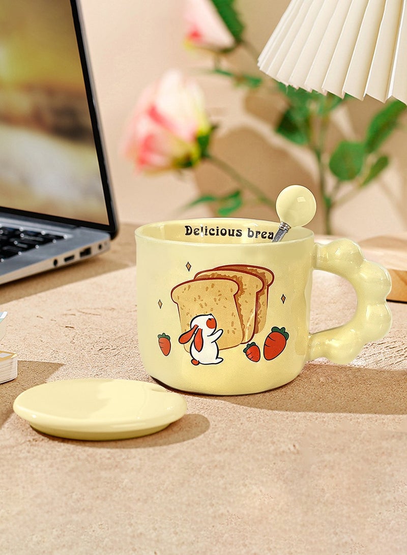 Ceramic Coffee Mug,Cute Creative Mug Design,Milk Mug with Spoon,Suitable for Office and Home