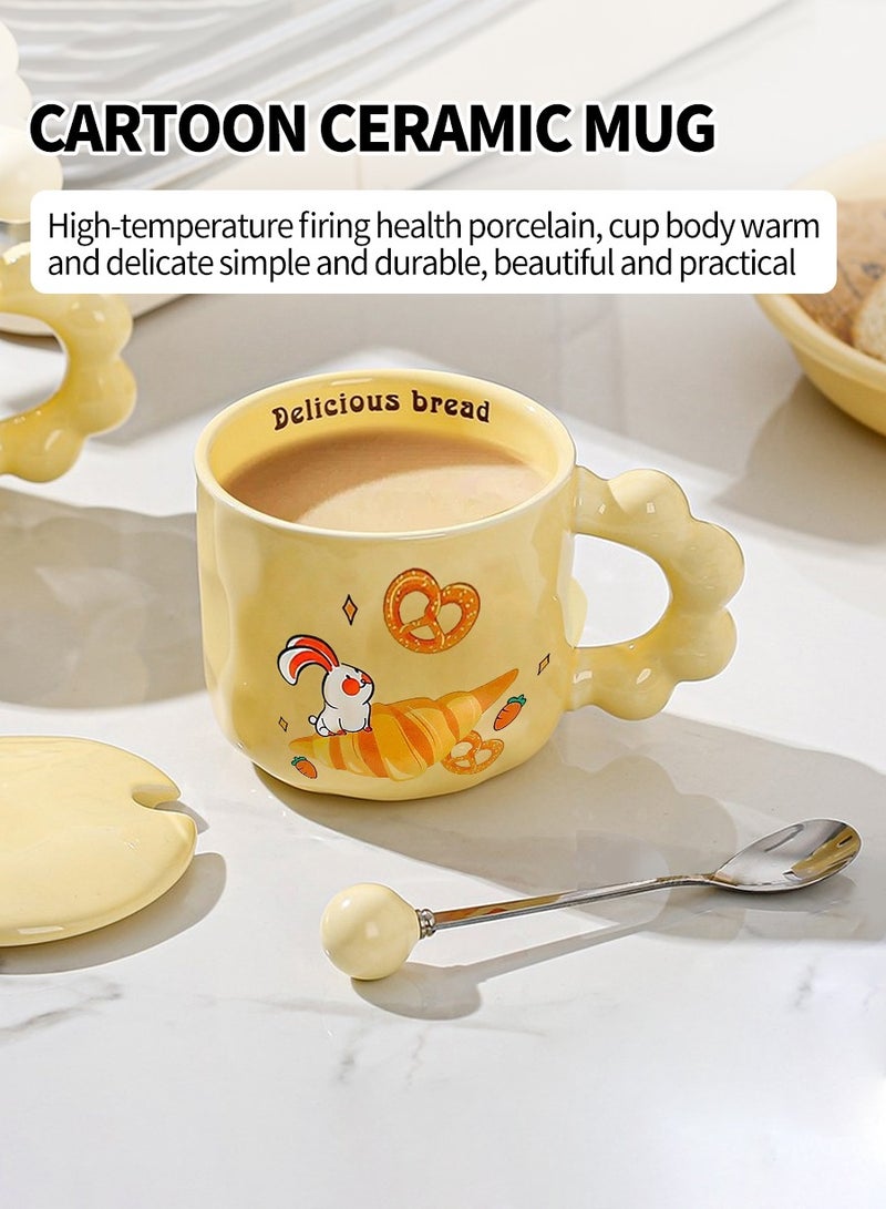 Ceramic Coffee Mug,Cute Creative Mug Design,Milk Mug with Spoon,Suitable for Office and Home