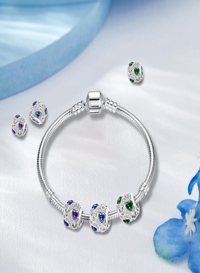 QeenseKc Mouse Openwork Heart Love Animal Round Charm Sparkling Green CZ Beads for Pandora Bracelet - Image 5