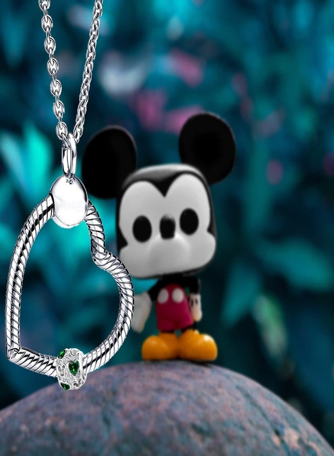 QeenseKc Mouse Openwork Heart Love Animal Round Charm Sparkling Green CZ Beads for Pandora Bracelet - Image 4