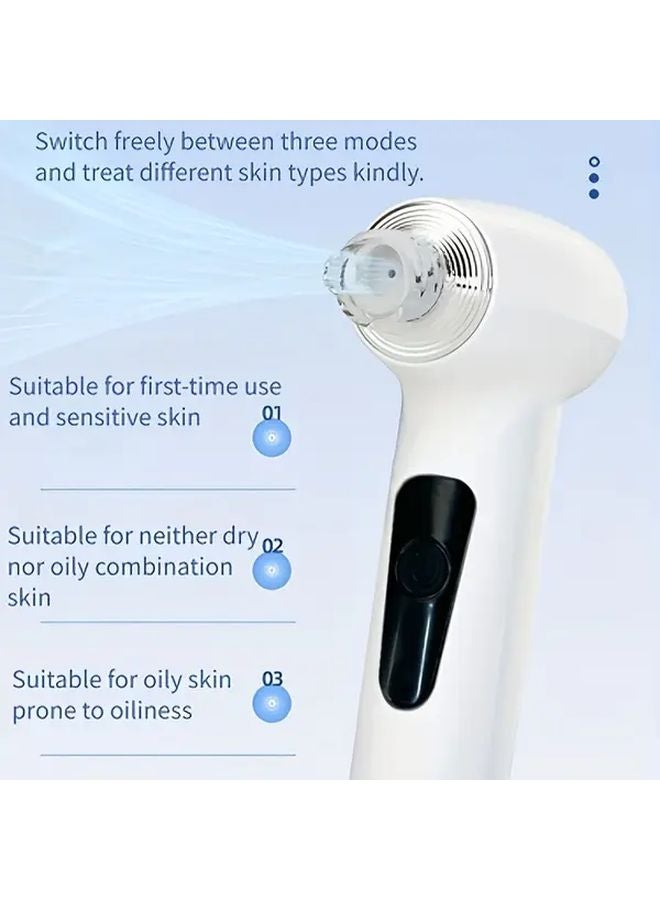 White Electric Blackhead Remover Tool USB Powered Fast Charging Portable Facial Extractor For All Skin Types - Image 2