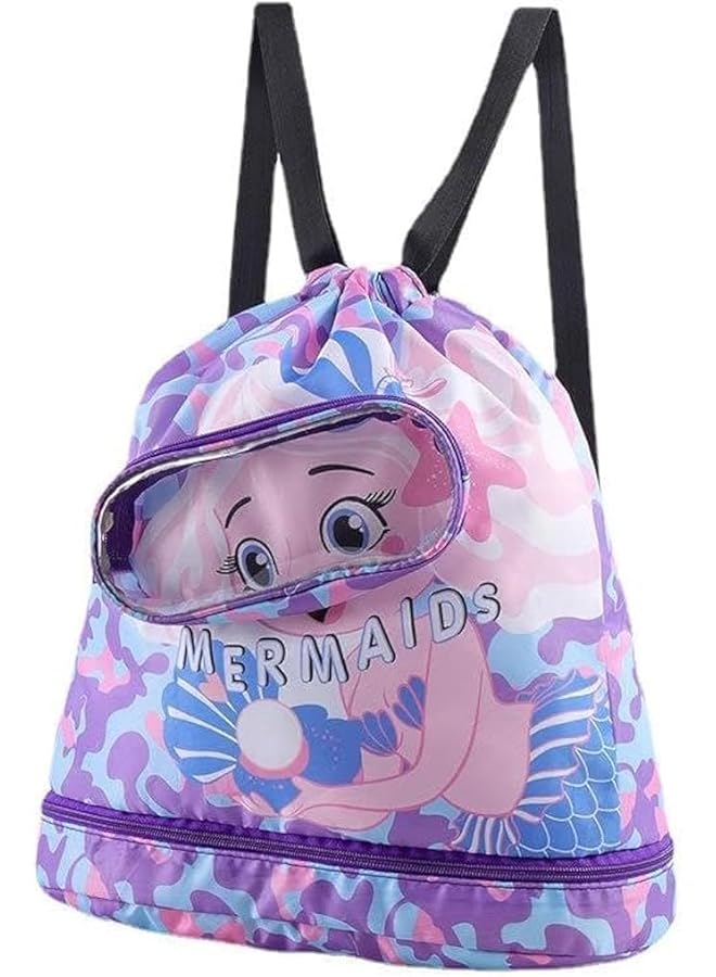 PROMASS Swimming Backpack For Kids, Dry And Wet Separation Waterproof Storage Bag Portable Drawstring Backpack For Gym Sports Beach Pool Gear Bag - Image 1