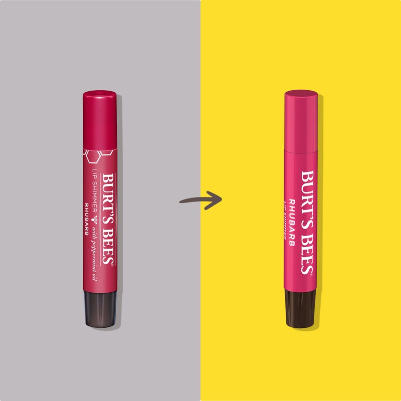 Burt's Bees Shimmer Lip Tint Valentines Day Gifts, Tinted Lip Balm Stick, Moisturizing for All Day Hydration with Natural Glowy Pigmented Finish u0026 Buildable Color, Rhubarb (4-Pack) - Image 2