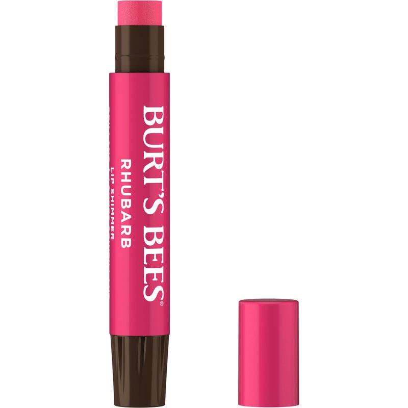 Burt's Bees Shimmer Lip Tint Valentines Day Gifts, Tinted Lip Balm Stick, Moisturizing for All Day Hydration with Natural Glowy Pigmented Finish u0026 Buildable Color, Rhubarb (4-Pack) - Image 1