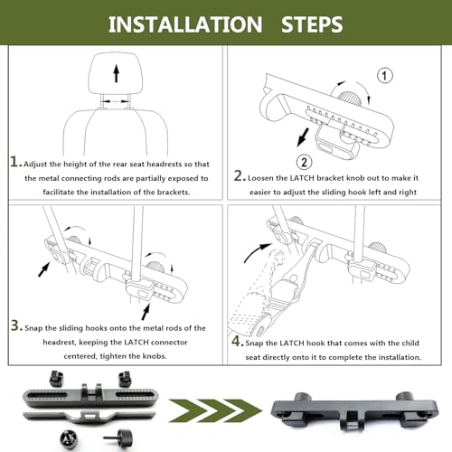JHKLS حامل رأس السيارة العالمي JHKLS مع قفل ISOFIX، مجموعة تثبيت مقعد الأطفال - Image 5
