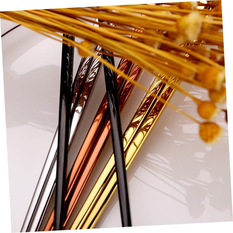 Titanium Plated Stainless Steel Chopsticks 4 Pairs Non Slip Insulated Gold Rose Gold Dark Metallic - Image 4