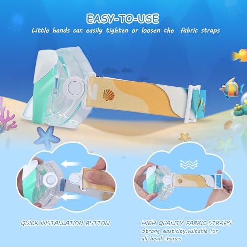 EXP VISION Kids Swim Mask - 180° Anti-Fog Child Snorkeling Diving Mask, Leak-Proof Kids Swim Goggles Nose Cover with Fabric Strap for Boys & Girls Ages 4-14 (Aqua), EX1800K-PC - Image 5