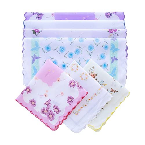 CoCoUSM Womens Vintage Floral Handkerchiefs Fabric Cotton Hankies 10PCS - Image 1