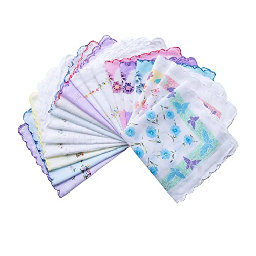 CoCoUSM Womens Vintage Floral Handkerchiefs Fabric Cotton Hankies 10PCS - Image 5