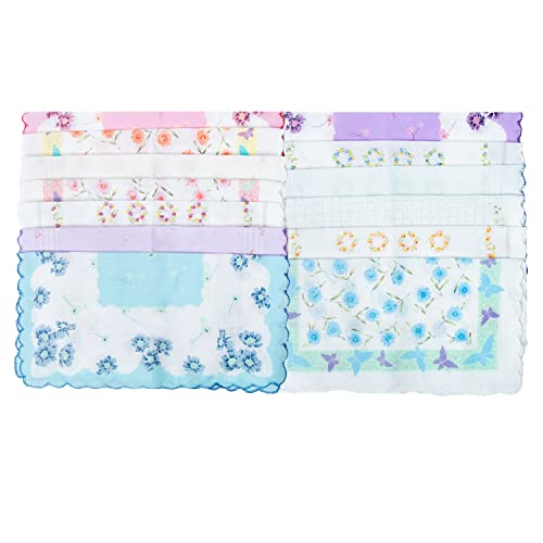 CoCoUSM Womens Vintage Floral Handkerchiefs Fabric Cotton Hankies 10PCS - Image 3