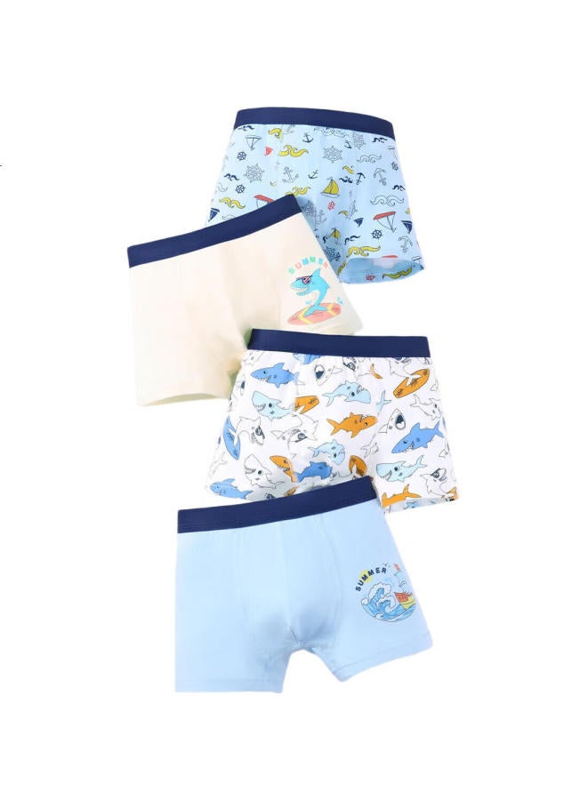 Yuzhaolin Boys' Underwear Children'S Four-Corner Shorts For Big Kids Cotton Underwear 7A Antibacterial 4-Pack Blue Sea Galaxy - Image 2