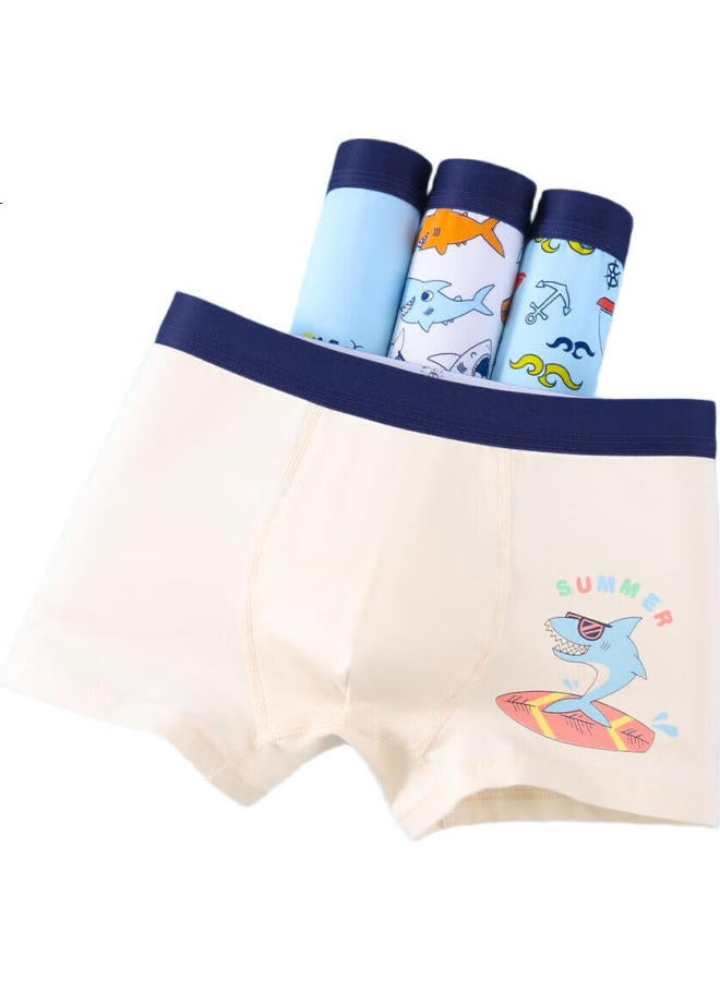 Yuzhaolin Boys' Underwear Children'S Four-Corner Shorts For Big Kids Cotton Underwear 7A Antibacterial 4-Pack Blue Sea Galaxy - Image 1