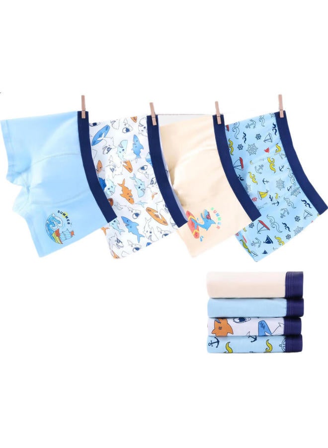 Yuzhaolin Boys' Underwear Children'S Four-Corner Shorts For Big Kids Cotton Underwear 7A Antibacterial 4-Pack Blue Sea Galaxy - Image 3