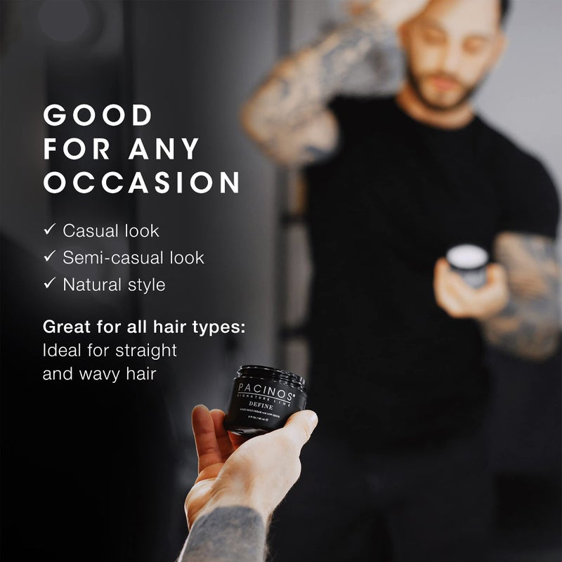 Pacinos Define Signature Light Hold Hair Cream - Firm Hold Water Soluble Styling Cream 2 oz - Image 3