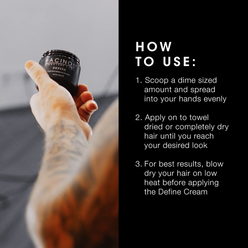 Pacinos Define Signature Light Hold Hair Cream - Firm Hold Water Soluble Styling Cream 2 oz - Image 5