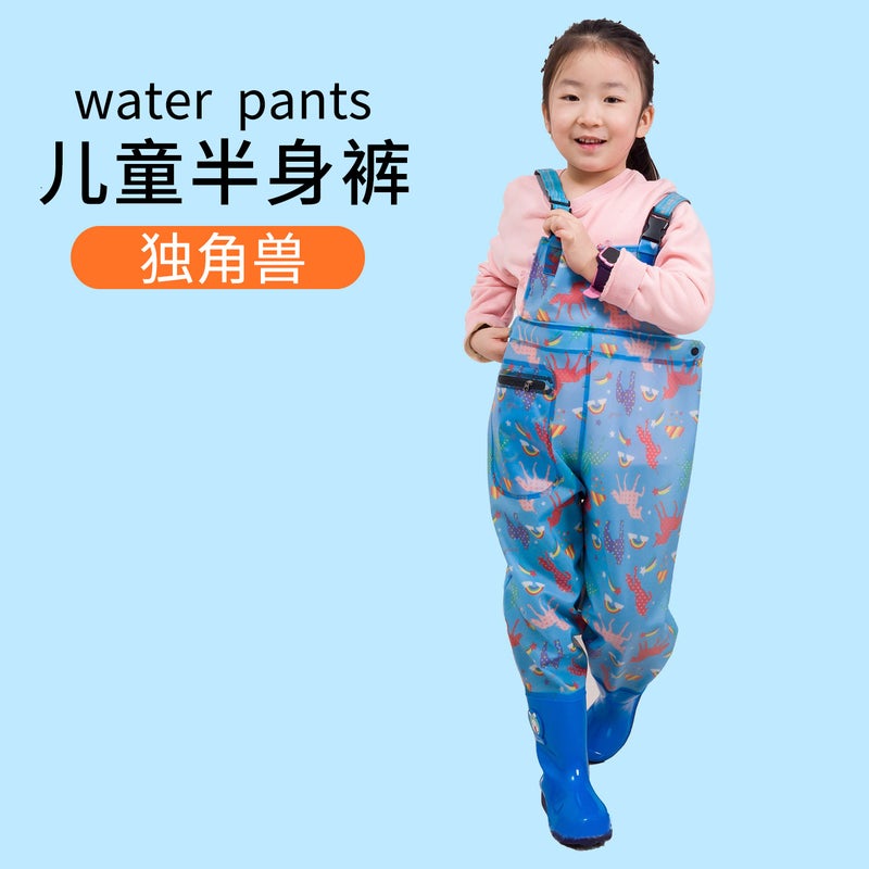 سروال مطر للأطفال بدلة واقية من المطر سروال مقاوم للماء قطعة واحدة للأطفال أحذية مطر للعب بالماء ملابس للأطفال للعب بالماء مع سترة مطر بأكمام - Image 2