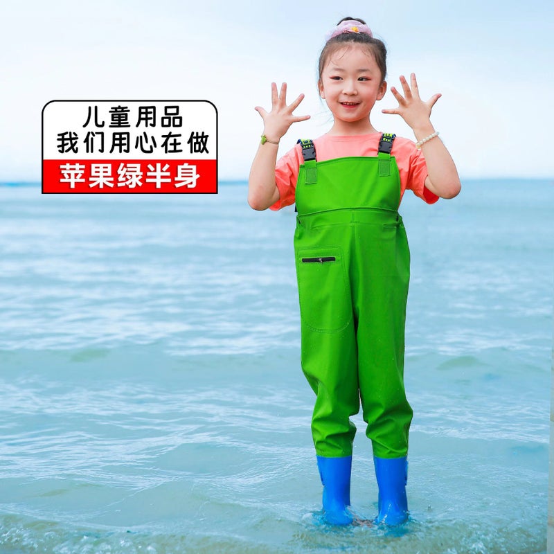 سروال مطر للأطفال بدلة واقية من المطر سروال مقاوم للماء قطعة واحدة للأطفال أحذية مطر للعب بالماء ملابس للأطفال للعب بالماء مع سترة مطر بأكمام - Image 1