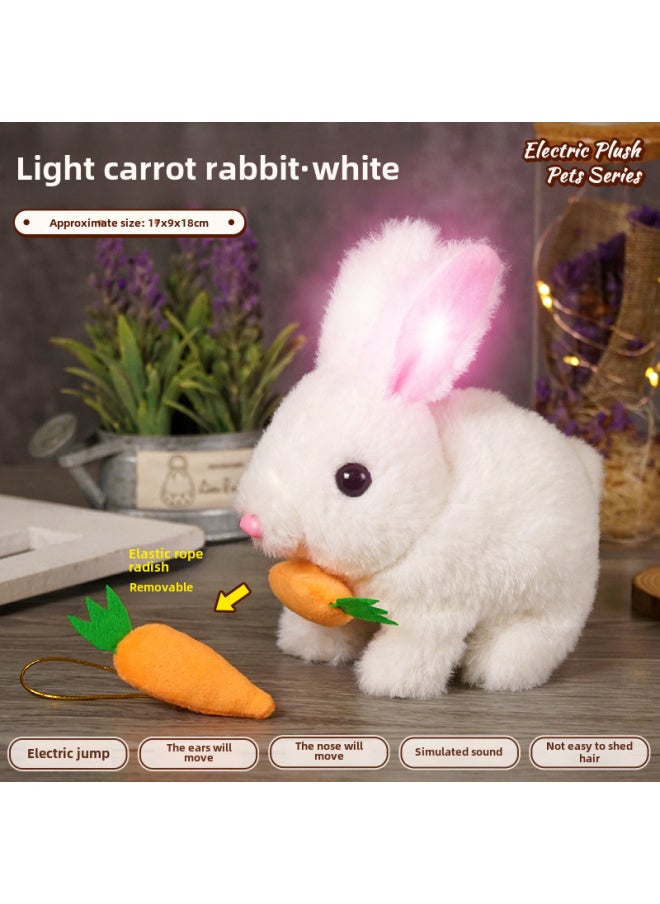 Children's Simulated Teddy Rabbit Electric Pet Dog Plush Walking Barking Toy Electronic Pet Dog Toy-Color:Light Radish Rabbit ]-Specifications:Tow Rope Bell Battery Screwdriver  - Image 1