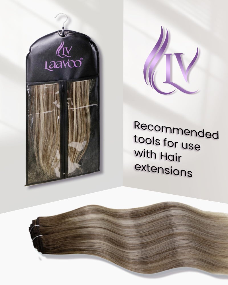 LaaVoo Clip in Hair Extensions Human Hair Light Brown Balayage Blonde Clip in Hair Extensions Real Human Hair Ombre Real Hair Extension Clip ins Human Hair 18 Inch 5pcs/80g - Image 4