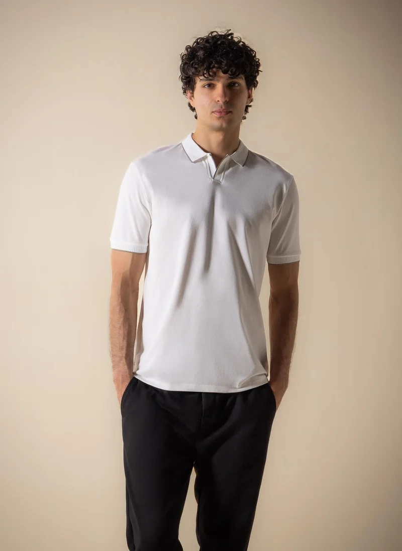 شايبس CONTRAST RIB KNIT POLO SHIRT