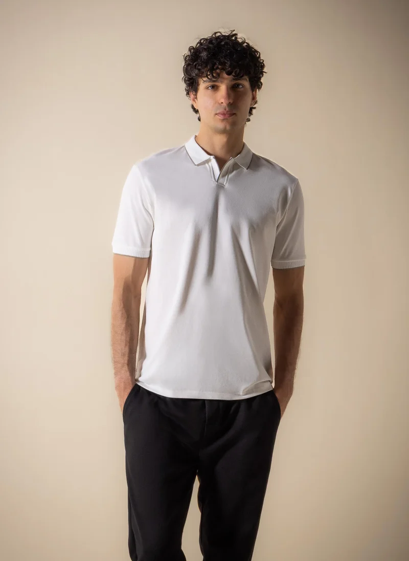 شايبس CONTRAST RIB KNIT POLO SHIRT