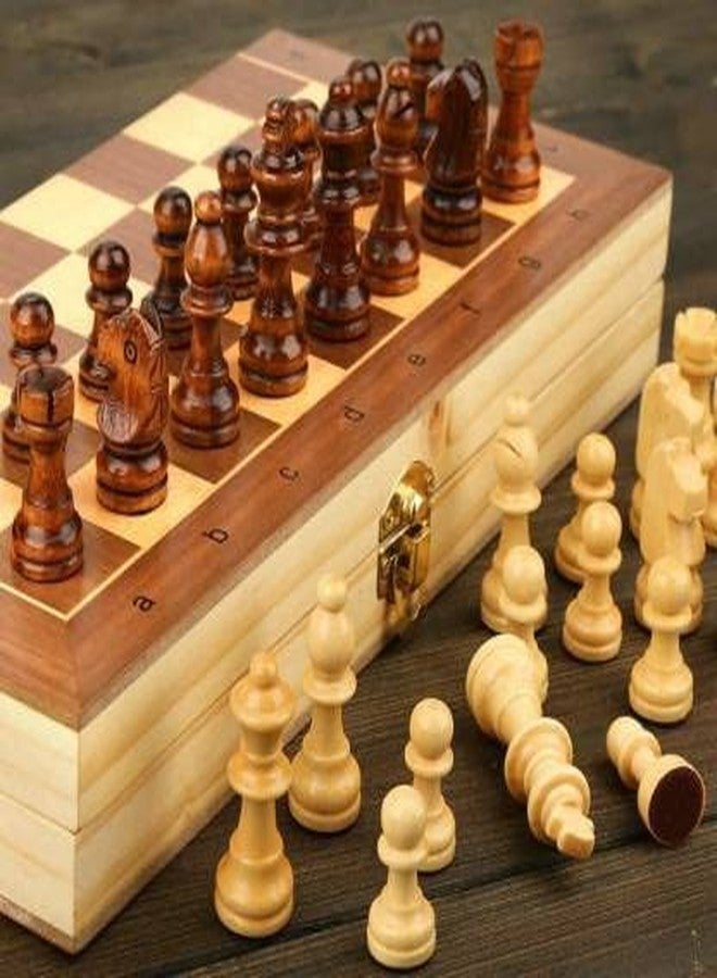 A1VK Wooden Handcrafted Chess Board | Foldable and Storage Chess Board (Multicolor) - Image 1