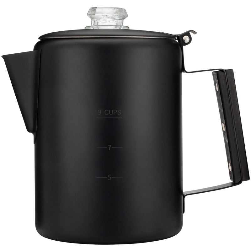 COLETTI Black Bozeman Percolator Coffee Pot Camping Coffee Pot Coffee Percolator Stovetop Americas Sleekest Percolator Pure Stainless Steel NO Aluminum or Plastic 9 Cup