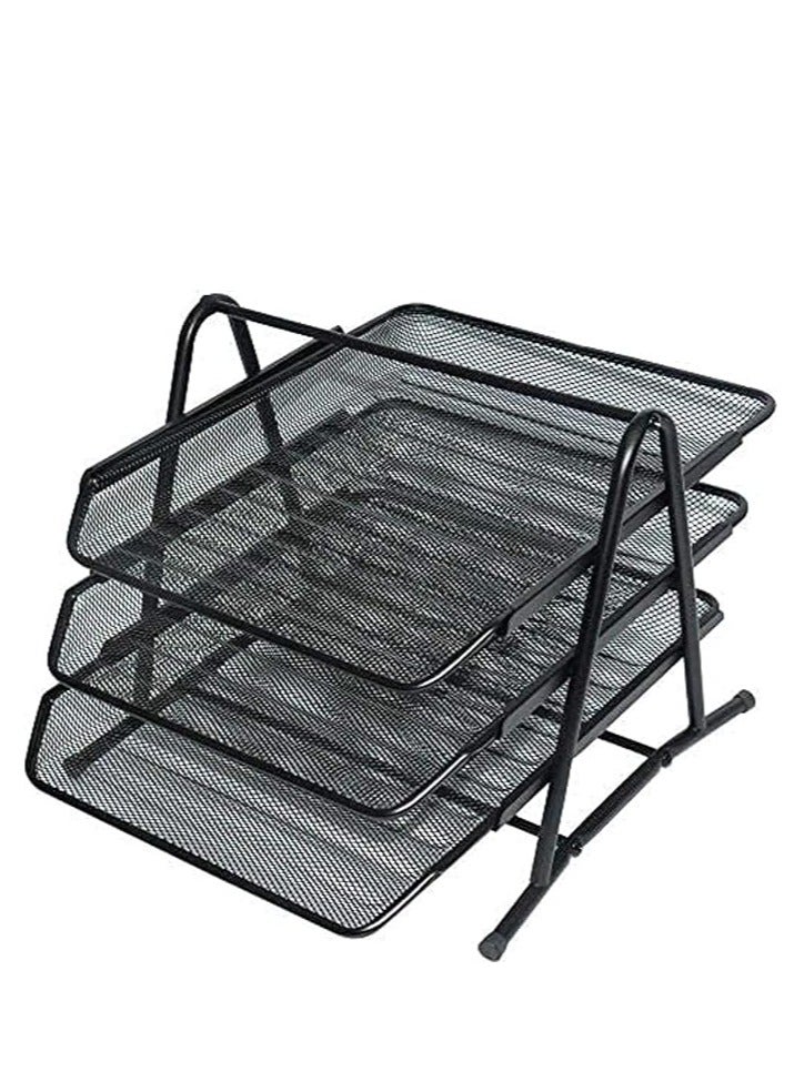 MODEST صينية إيداع المكتب 3 طبقات صينية معدنية A4 منظم مكتب للأوراق - Image 1