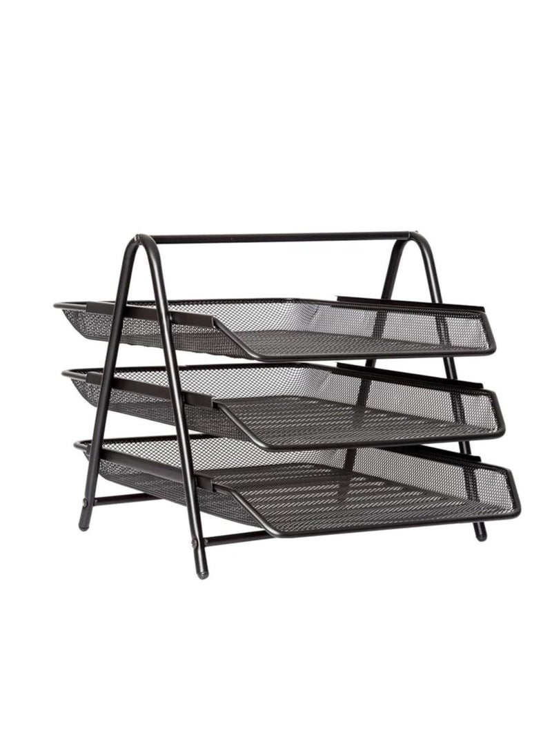 MODEST صينية إيداع المكتب 3 طبقات صينية معدنية A4 منظم مكتب للأوراق - Image 2