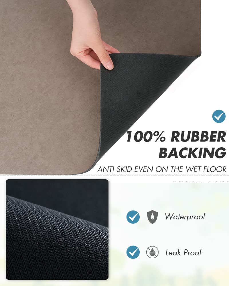 AMOAMI Coffee Mat - Hide Stain Rubber Backed Absorbent Dish Drying Mat for Kitchen Counter - Brown, 12"x19" - Image 5