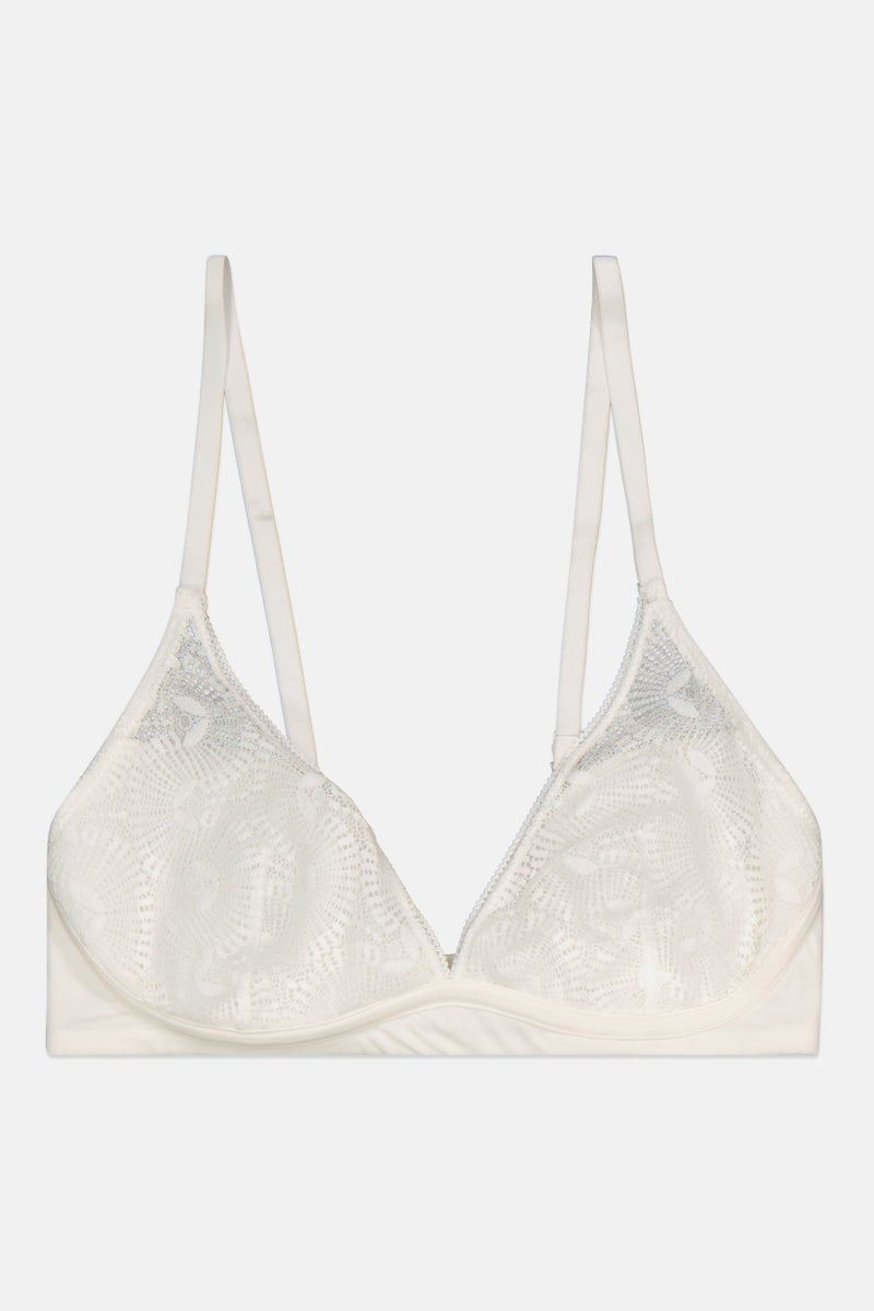 Etam Women Textured Lightly Padded Bra, White - Image 1