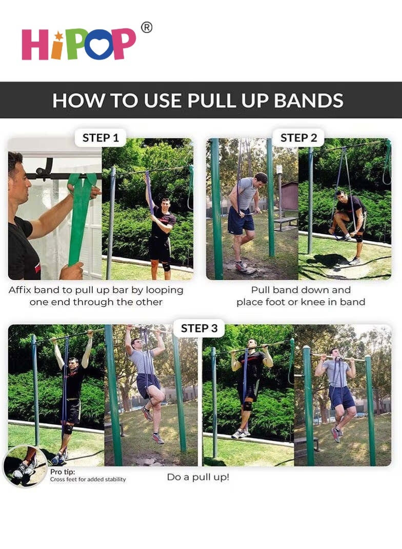 HIPOP 50-125 Lbs Resistance Band,Pull Up Assistance Band for Legs,Working Out,Muscle Training,Yoga,Shape Body,Men Women (Green) - Image 4