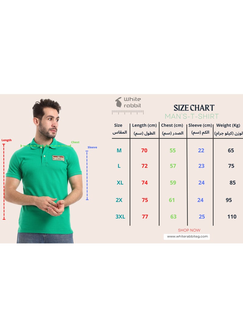 WHITE RABBIT Double Buttoned Short Sleeves Pique Green Polo  - Image 5