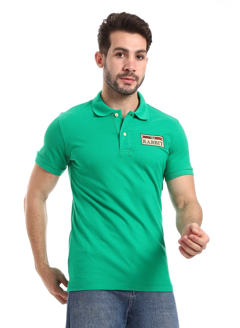 WHITE RABBIT Double Buttoned Short Sleeves Pique Green Polo  - Image 2