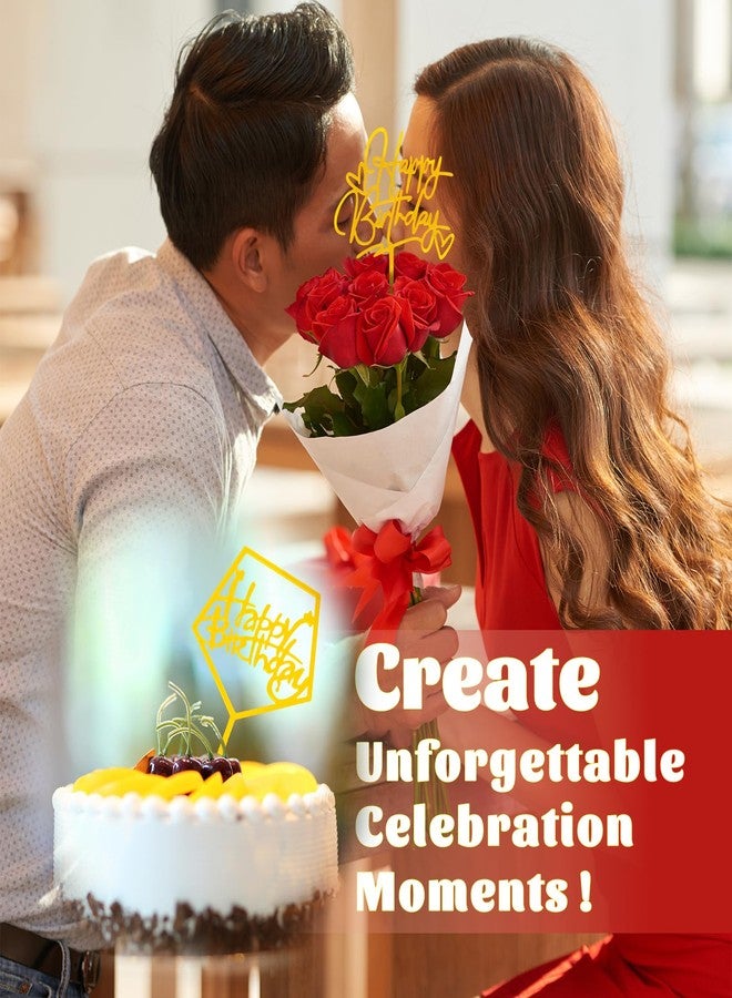مجموعة زينة كعكة عيد ميلاد سعيد من أويليز، 6 قطع، زينة كب كيك عيد ميلاد سعيد، زينة عيد ميلاد، زينة كعكة ذهبية، زينة كعكة عيد ميلاد سعيد لتزيين الحفلات - Image 4