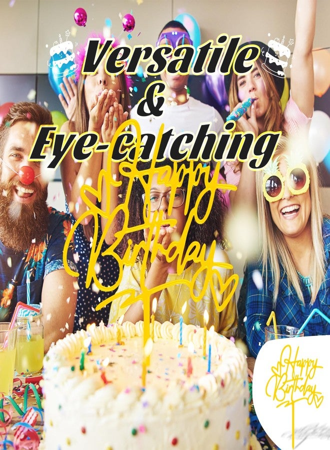 مجموعة زينة كعكة عيد ميلاد سعيد من أويليز، 6 قطع، زينة كب كيك عيد ميلاد سعيد، زينة عيد ميلاد، زينة كعكة ذهبية، زينة كعكة عيد ميلاد سعيد لتزيين الحفلات - Image 3