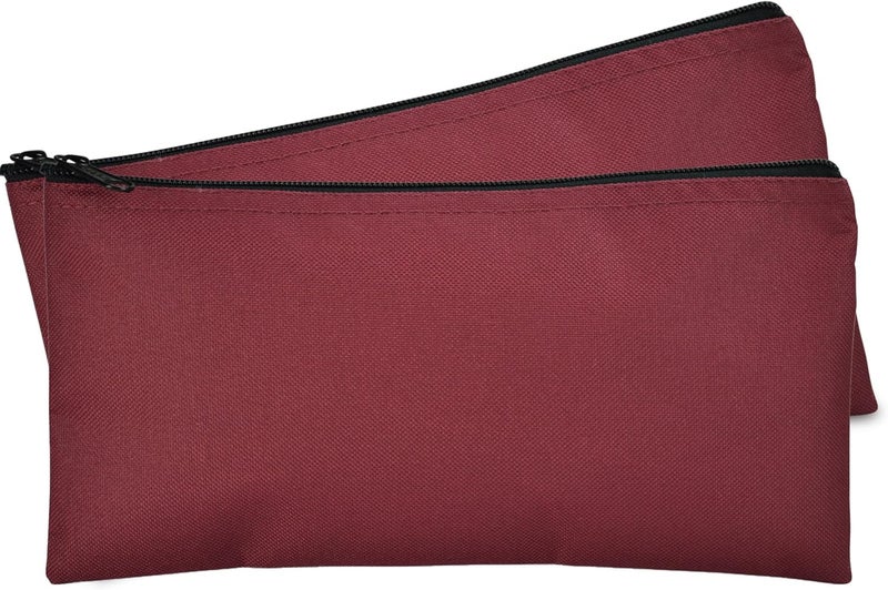 DALIX Bank Bags Money Pouch Securi Deposit Utility Zipper Coin Bag Maroon 2 Pack - Image 1