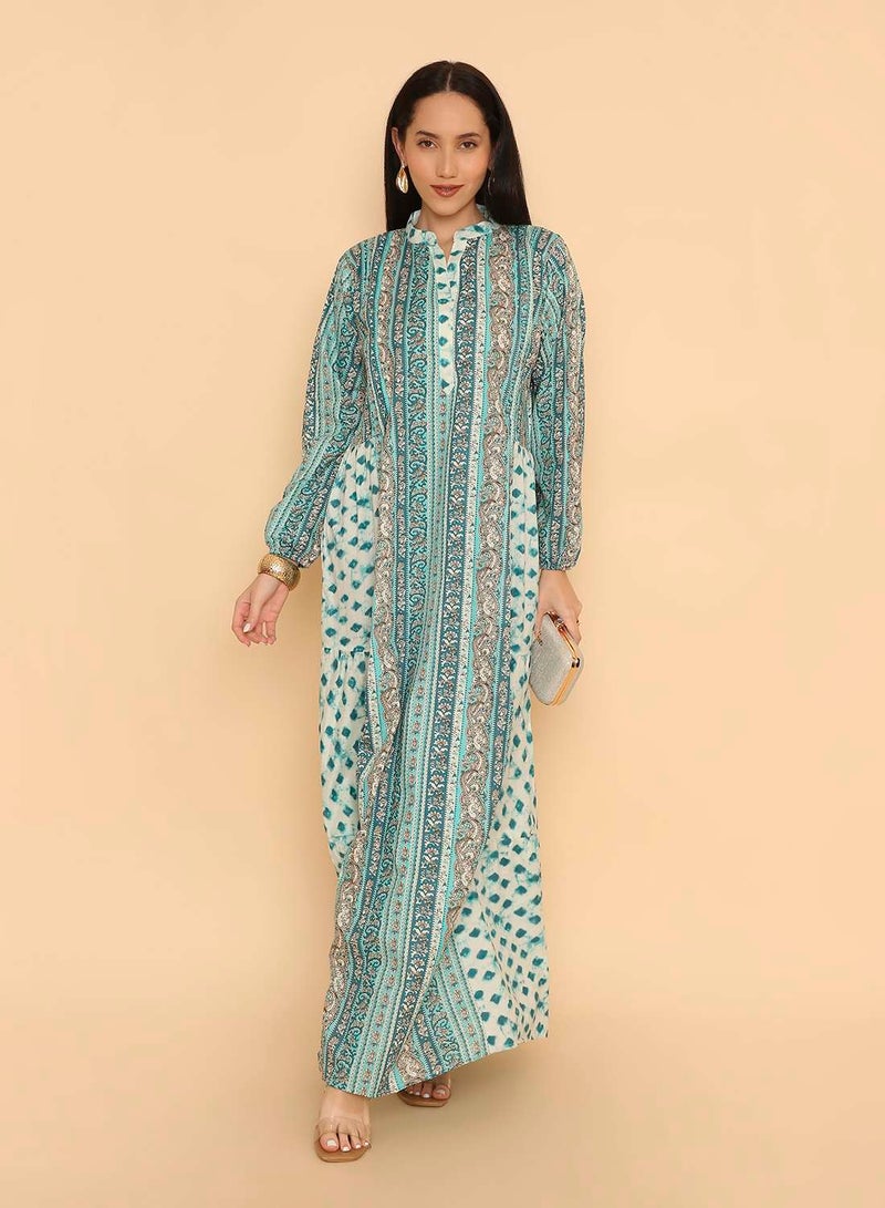HANA & SARA Long printed arabic jalabiya dress for womens - Image 1