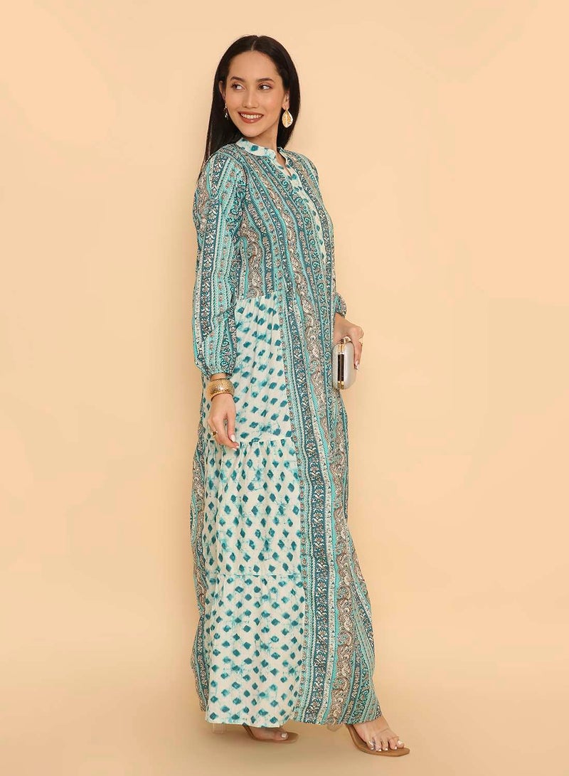 HANA & SARA Long printed arabic jalabiya dress for womens - Image 4