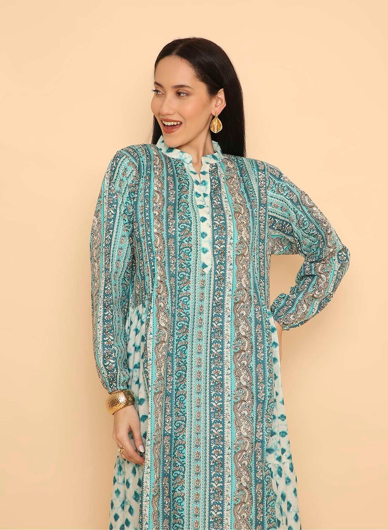 HANA & SARA Long printed arabic jalabiya dress for womens - Image 3
